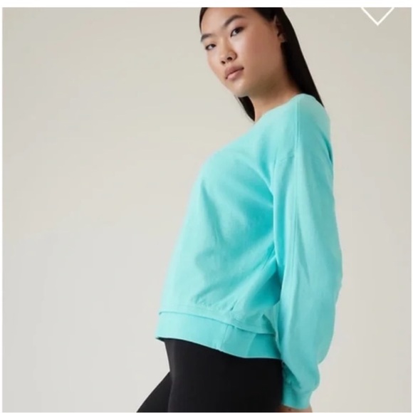 NWT Athleta Sundown Sweatshirt 2.0 Large Coastal Green Turquoise - Picture 2 of 8